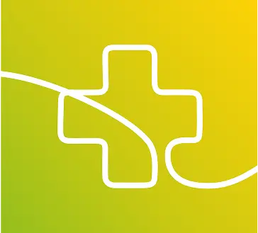 Linea blanca sobre fondo amarillo haciendo una cruz